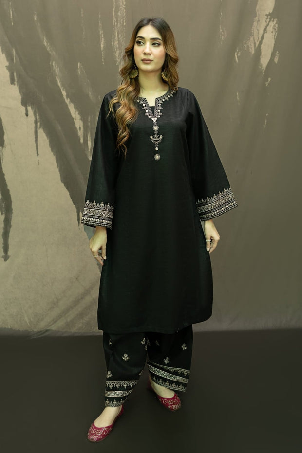 linen Long Length Embroidery 2 pc suit