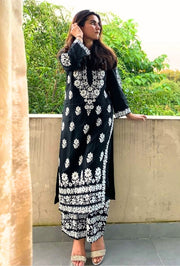 Indian Chikan Embroidery (Embossed) 2-Piece Stitched Dress