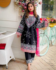 Chunri Mirror Work Embroidery 3 Piece Dress Stitched