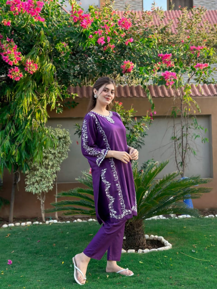 Agha Noor Mirror Work Embroidery 2-Piece Dress Stitched