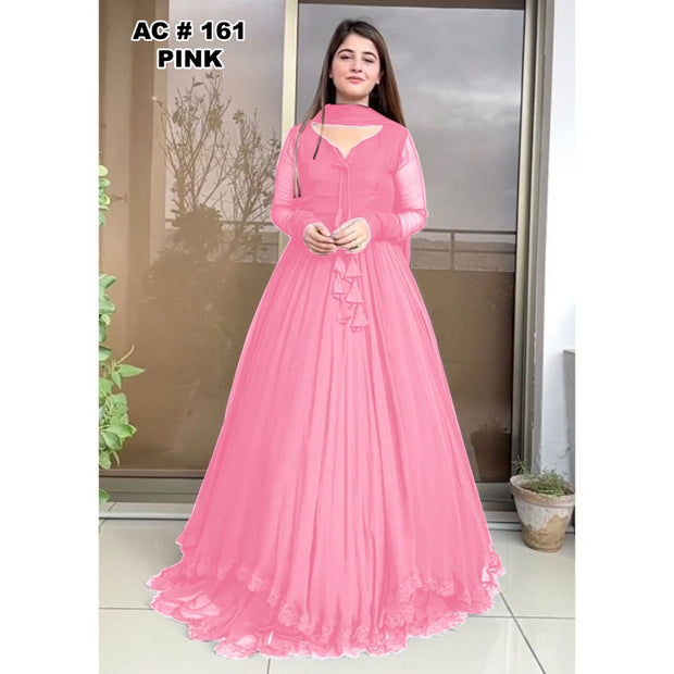 Beautiful two layers dress Two Layers Border Flare Maxi With dupatta 3pcs